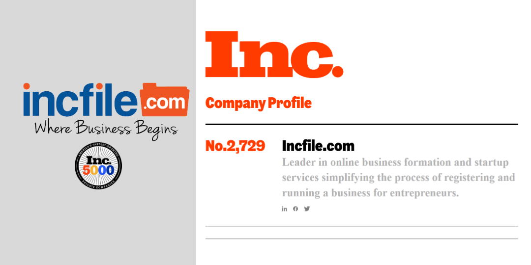 Incfile image in the Inc. 5000 rankings