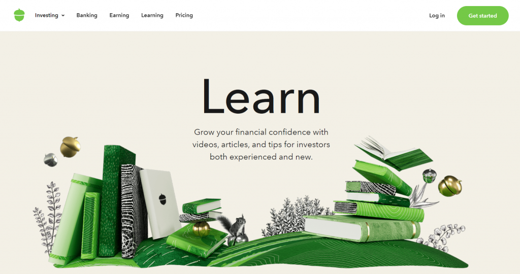 learn section acorns website screenshot