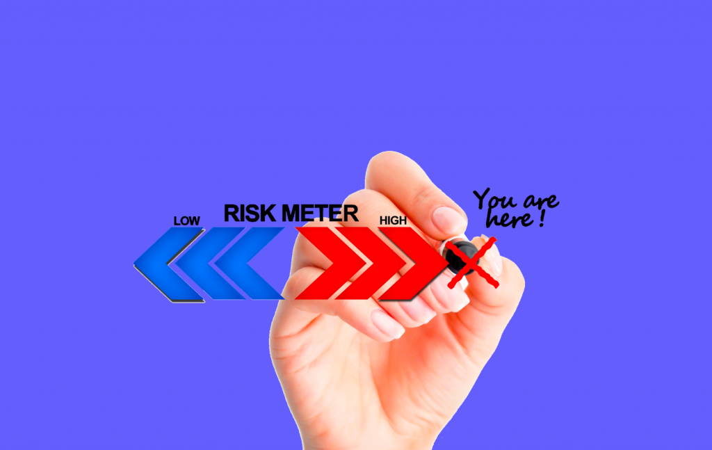 risk meter and hand pointing on high risk